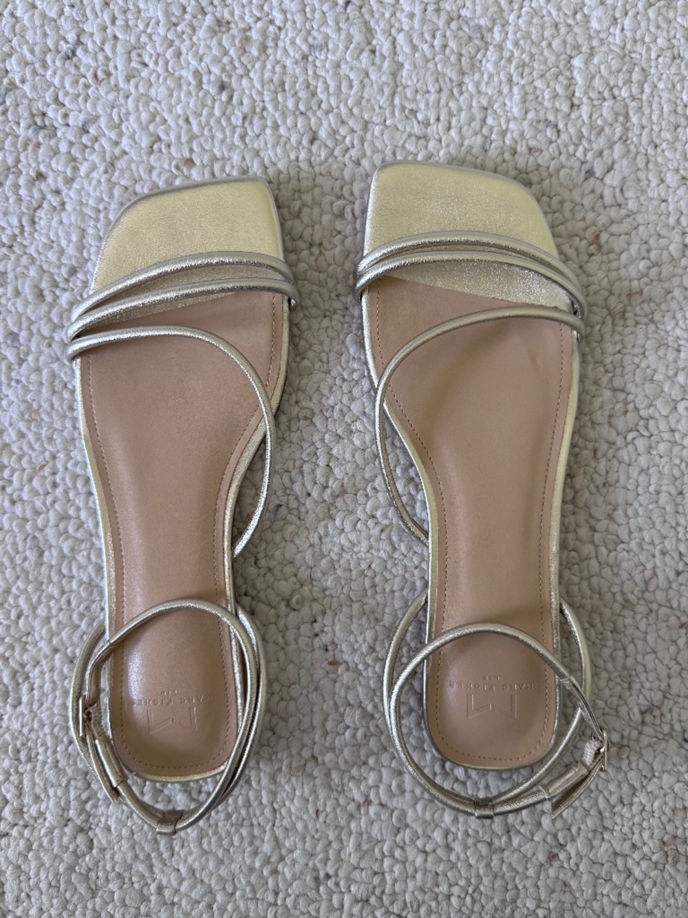 New! Marc Fisher Mariella Gold Ankle Strap Sandal Size 8.5